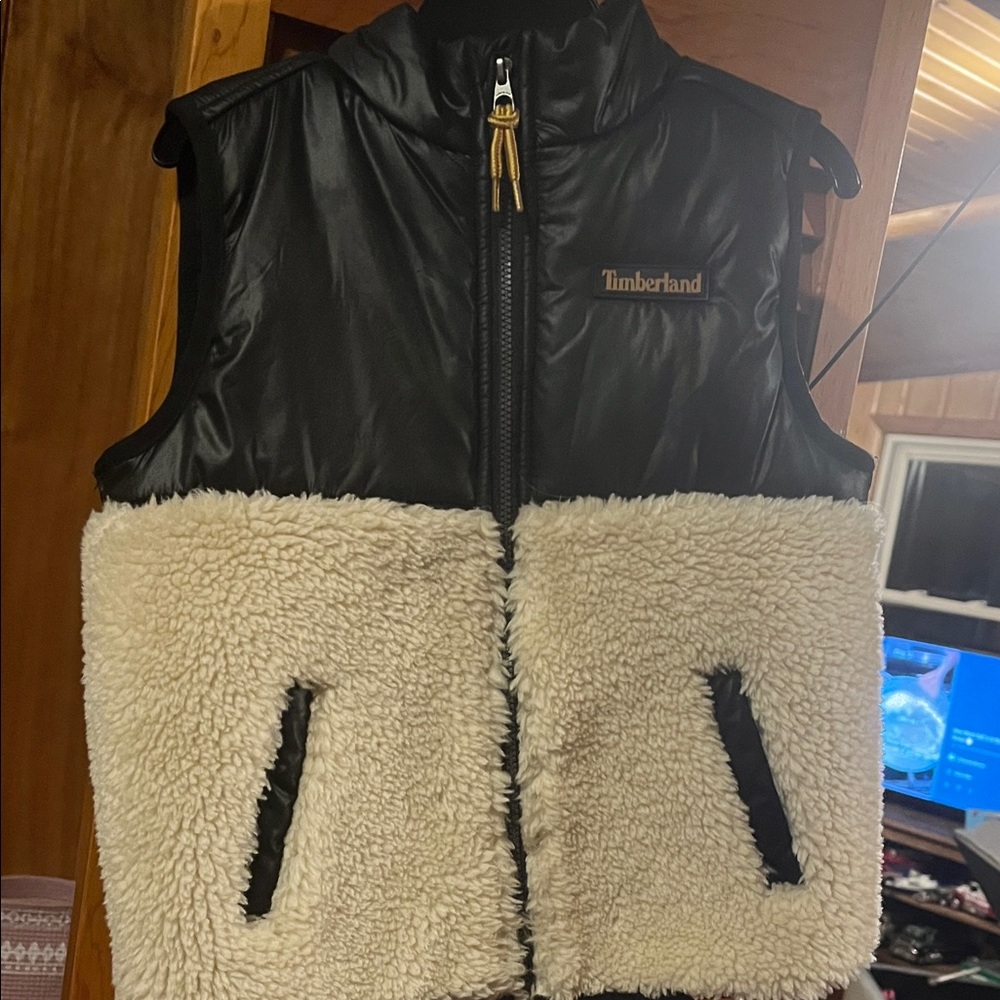 Timberland Black and Tan Fleece Vest